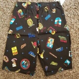 Trixi Black Bike Shorts Girl’s Size S Travel Print Stretch Activewear